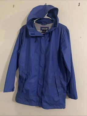 Lands' End Hooded Trench Coat in Blue